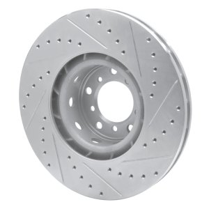 BMW M5 Brake Rotor (1) - Right Front - R1 Concepts - Drilled & Slotted - Silver - `00-`03
